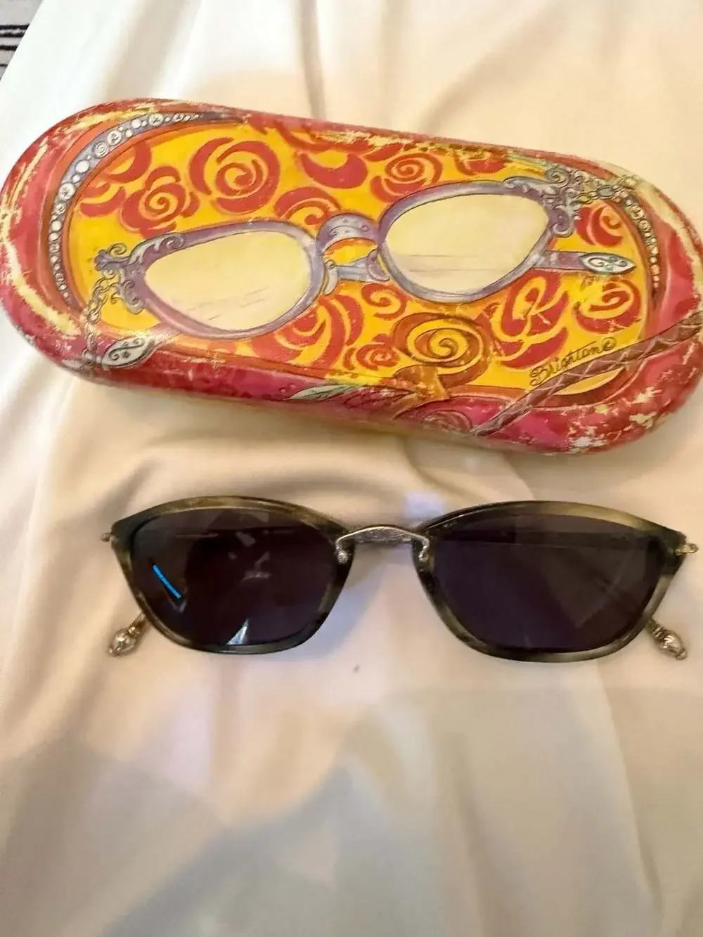 Brighton Handmade Oval Sunglasses with Floral Case